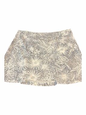 Ripskirt hawaii beautiful gray and white floral pattern.  blue